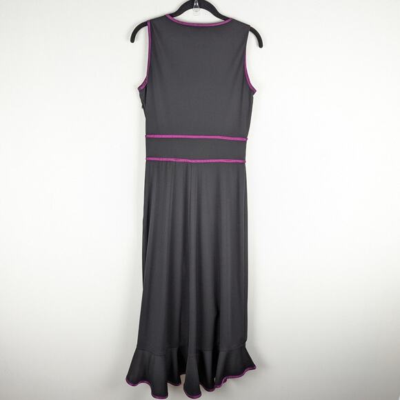 Vintage ABS by Allen Schwartz Black Purple High Low Maxi Dress‎ Whimsigoth Y2K - Picture 5 of 9